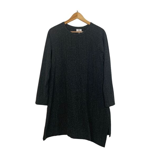 Sundry Sweater Dress Gray Gold Thread Minimalist Lagenlook - Size 2 Medium - Picture 1 of 12